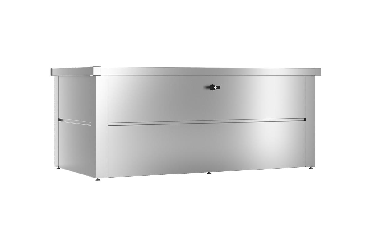 Gartenbox fuer mehr ordnung als stauraum in Silber Medium mit Deckel aus stahl
