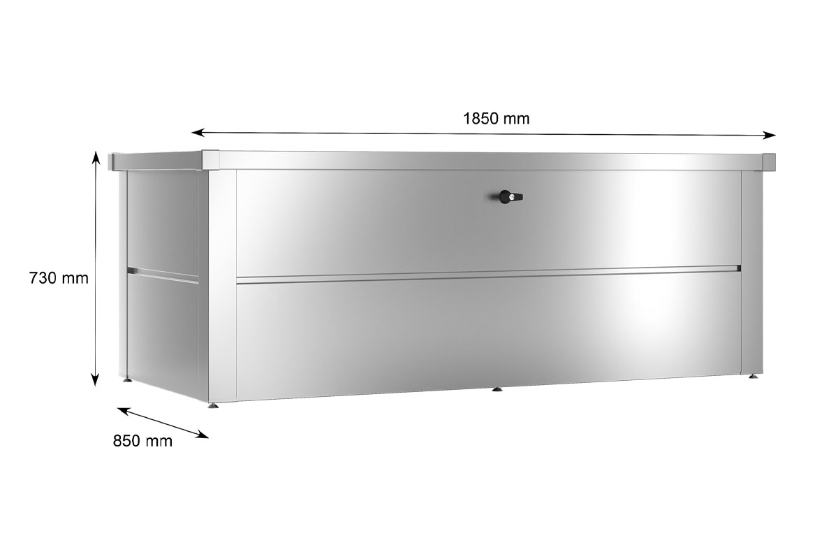 Gartenbox aus stahl in Silber Large mit Deckel fuer den garten