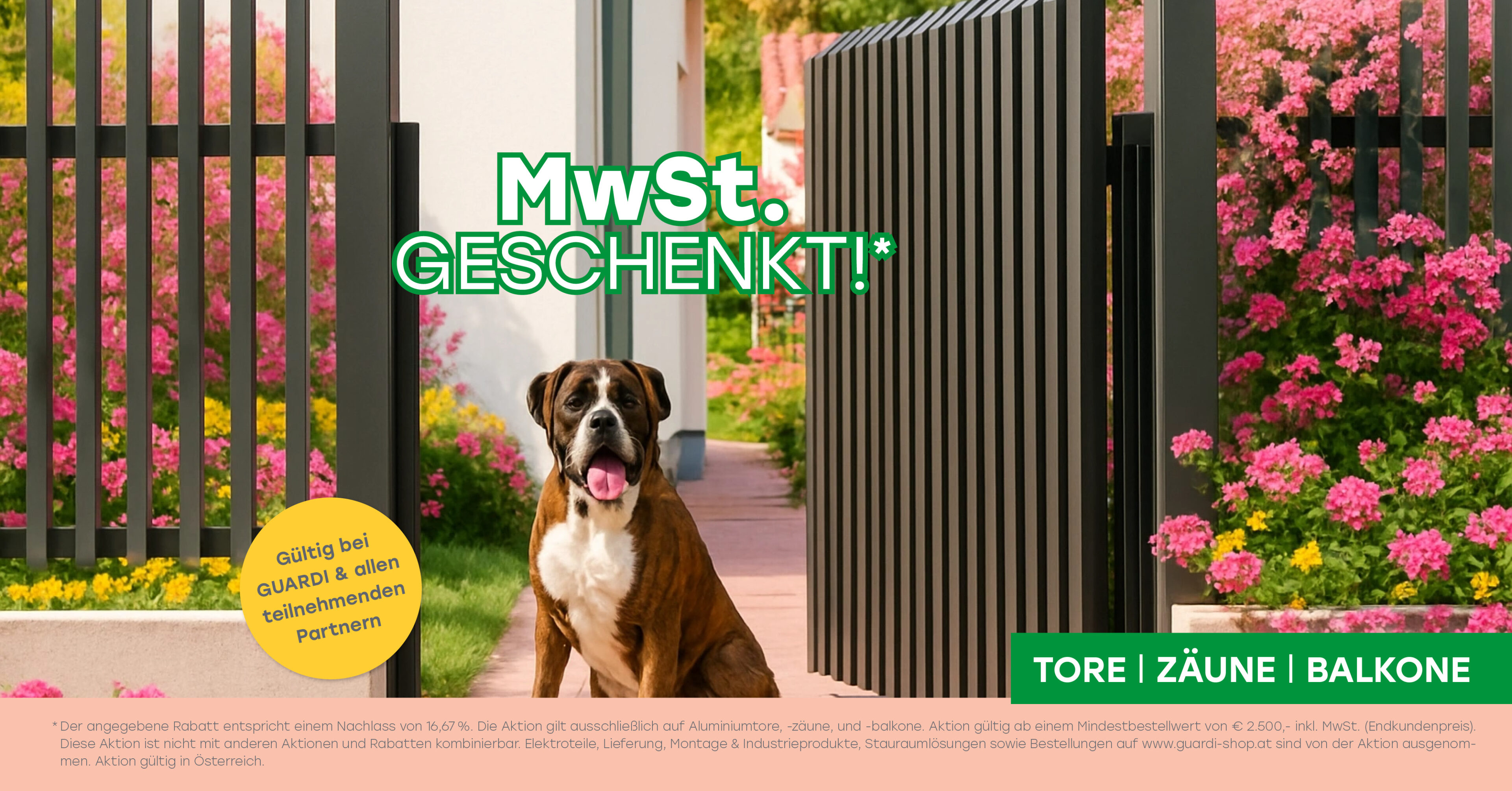 MwSt. Aktion für Tore Zäune und Balkone
